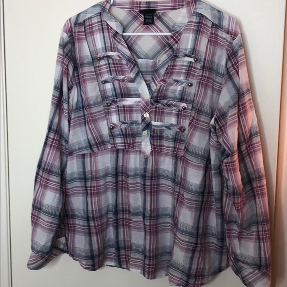 Torrid Plaid Detailed Tunic Top